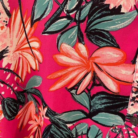 Ann Taylor Bright Colorful Floral Silky Long Sleeve Blouse - Picture 5 of 5